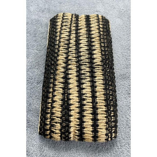 Obsidiora Ladder Hasır Şerit Kurdele &ndash; Siyah Rustik Merdiven &Ouml;rg&uuml; Dekoratif 1 Metre-KBLYHSR-17