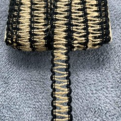 Obsidiora Ladder Hasır Şerit Kurdele &ndash; Siyah Rustik Merdiven &Ouml;rg&uuml; Dekoratif 1 Metre-KBLYHSR-17