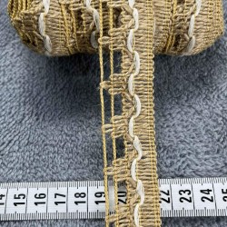 Lunavera Goldline Hasır Şerit Kurdele &ndash; Beyaz &Ouml;rg&uuml; Detaylı Premium Dekoratif 1 Metre-KBLYHSR-21