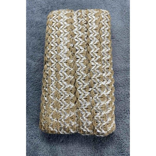 Pearlisse Crochet Hasır Şerit Kurdele &ndash; Beyaz &Ouml;rg&uuml; Detaylı Bohem Dekoratif 1 Metre-KBLYHSR-22