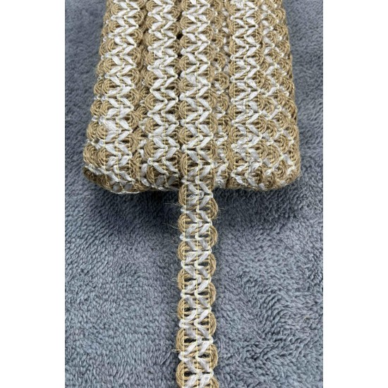 Pearlisse Crochet Hasır Şerit Kurdele &ndash; Beyaz &Ouml;rg&uuml; Detaylı Bohem Dekoratif 1 Metre-KBLYHSR-22