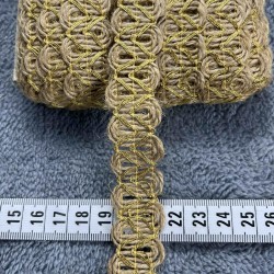 Goldentra Hasır &Ouml;rg&uuml; Şerit Kurdele &ndash; Altın Simli Rustik Dekoratif S&uuml;sleme 1 Metre-KBLYHSR-24
