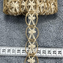 Floravie Hasır &Ccedil;i&ccedil;ek Desenli Dekoratif Şerit Kurdele &ndash; Rustik El İşi S&uuml;sleme 1 Metre-KBLYHSR-27