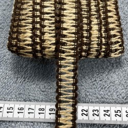 Bronzella Hasır &Ouml;rg&uuml; Şerit Kurdele &ndash; Kahverengi Rustik Dekoratif S&uuml;sleme 1 Metre-KBLYHSR-28