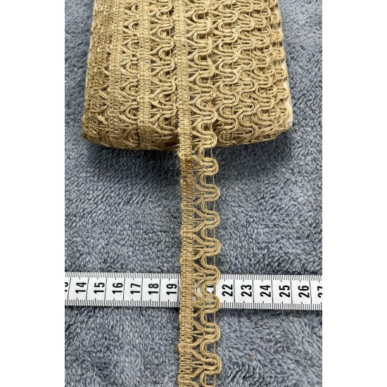 Luneria Loop Hasır Şerit Kurdele &ndash; Doğal J&uuml;t Vintage Dekoratif &Ouml;rg&uuml; Şerit 1 Metre-KBLYHSR-30