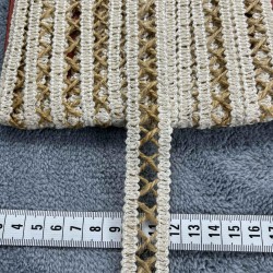 Rustelia Cross Weave Hasır Şerit Kurdele &ndash; El &Ouml;rg&uuml; G&ouml;r&uuml;n&uuml;ml&uuml; Bohem Dekoratif S&uuml;sleme 1 Metre-KBLYHSR-4