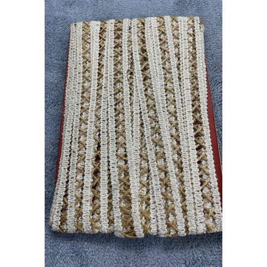 Rustelia Cross Weave Hasır Şerit Kurdele &ndash; El &Ouml;rg&uuml; G&ouml;r&uuml;n&uuml;ml&uuml; Bohem Dekoratif S&uuml;sleme 1 Metre-KBLYHSR-4