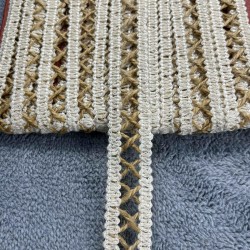Rustelia Cross Weave Hasır Şerit Kurdele &ndash; El &Ouml;rg&uuml; G&ouml;r&uuml;n&uuml;ml&uuml; Bohem Dekoratif S&uuml;sleme 1 Metre-KBLYHSR-4