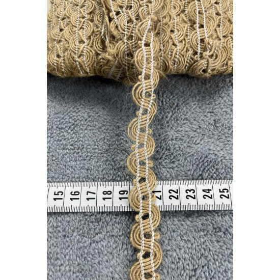 Jutella Pearl Loop Hasır Şerit Kurdele &ndash; İnci Dokulu Rustik Bohem Dekoratif S&uuml;sleme 1 Metre-KBLYHSR-6