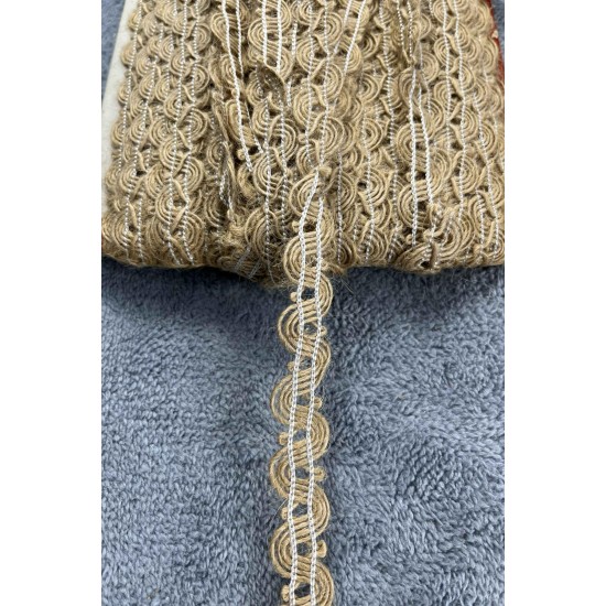 Jutella Pearl Loop Hasır Şerit Kurdele &ndash; İnci Dokulu Rustik Bohem Dekoratif S&uuml;sleme 1 Metre-KBLYHSR-6