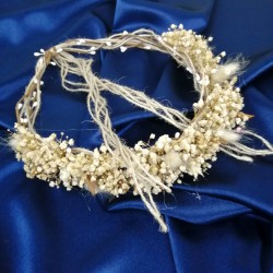 Krem Kuru Çiçekli Taç-KCT-1001