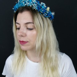 Turkuaz Kuru &Ccedil;i&ccedil;ekli Ta&ccedil;-KCT-1004