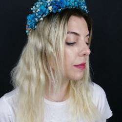 Turkuaz Kuru &Ccedil;i&ccedil;ekli Ta&ccedil;-KCT-1004