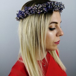 Mor Mavi Kuru Çiçekli Taç-KCT-1014