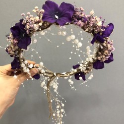 Pudra Cipsolu ve Ortancalı Kuru &Ccedil;i&ccedil;ekli Ta&ccedil;-KCT-1017