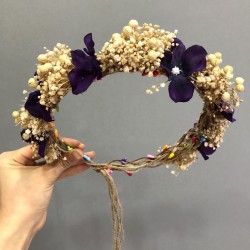 Krem Cipsolu Mor Ortancalı Taç-KCT-1022