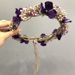 Mor Cipsolu Ortanca Çiçekli Taç-KCT-1023