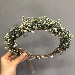 Mavi Cipsolu Kuru Çiçekli Taç-KCT-1025