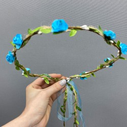 Mavi Kağıt Güllü Yapraklı Nedime Tacı Ve Hediyelik Çocuk Tacı-KCT-1031