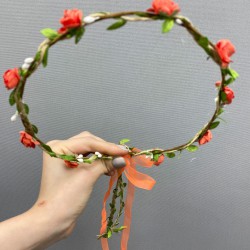 Nar Çiçeği Kağıt Güllü Yapraklı Nedime Tacı Ve Hediyelik Çocuk Tacı-KCT-1032