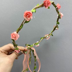 Somon Kağıt Güllü Yapraklı Nedime Tacı Ve Hediyelik Çocuk Tacı-KCT-1035