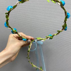 Turkuaz Kağıt Güllü Yapraklı Nedime Tacı Ve Hediyelik Çocuk Tacı-KCT-1036