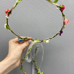 Rengarenk Kağıt Güllü Yapraklı Nedime Tacı Ve Hediyelik Çocuk Tacı-KCT-1037