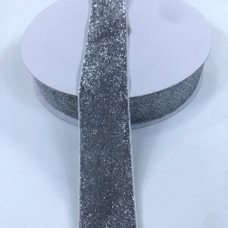 Simli Gümüş Kadife Kurdele 4 Cm-KDF-1000