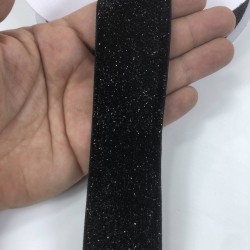 Simli Siyah Kadife Kurdele 4 Cm-KDF-1001