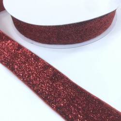 Simli Kırmızı Kadife Kurdele 4 Cm-KDF-1002