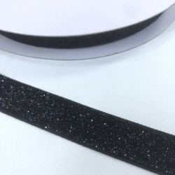 Siyah Renk Simli Kadife Kurdele 2 Cm-KDF-1006