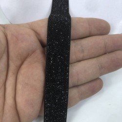 Siyah Renk Simli Kadife Kurdele 2 Cm-KDF-1006