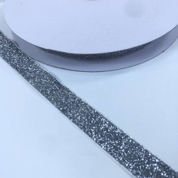 Gümüş Gri Simli Kadife Kurdele 2 Cm-KDF-1008