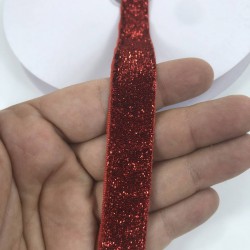 Kırmızı Simli Kadife Kurdele 2 Cm-KDF-1011 Kırmızı Simli Kadife Kurdele 2 Cm-KDF-1011