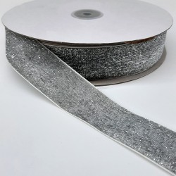 Gümüş Simli Kadife Kurdele 3 cm-KDK-1011