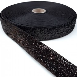 Siyah Simli Kadife Kurdele 2 cm-KDK-1014