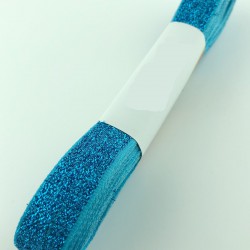 Turkuaz Kadife Simli Kurdele 1,5 cm-KDK-1066