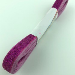 Fuşya Kadife Simli Kurdele 1 cm-KDK-1070