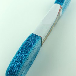 Turkuaz Kadife Simli Kurdele 1 cm-KDK-1076