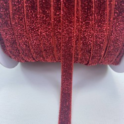 Kırmızı Simli Kadife Kurdele Süsleme Paketleme Kurdelesi 1 Cm-KDK-1086 Kırmızı Simli Kadife Kurdele Süsleme Paketleme Kurdelesi 1 Cm-KDK-1086