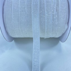 Beyaz Simli Kadife Kurdele Süsleme Paketleme Kurdelesi 1 Cm-KDK-1090