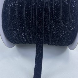 Siyah Simli Kadife Kurdele Süsleme Paketleme Kurdelesi 1 Cm-KDK-1092