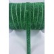 Yeşil Simli Kadife Kurdele Süsleme Paketleme Kurdelesi 1 Cm-KDK-1093