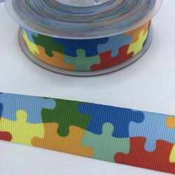 Rengarenk Puzzle Desenli Grogren Kurdele-KDL-1003