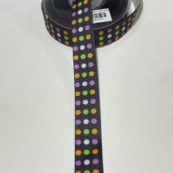 Renkli Puanlı Baskılı Grogren Kurdele-KDL-1011