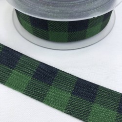 Yeşil Siyah Ekoseli Koton Kurdele-KDL-1021