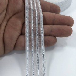 Beyaz Gümüş Simli Organze Kurdele-KDL-1032