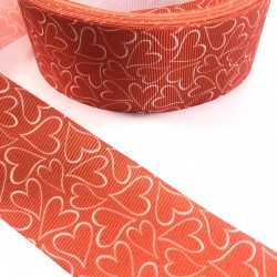 Sevgililer Günü Kalp Desenli Grogren Kurdele-KDL-1043