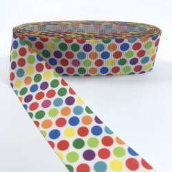 Rengarenk Yuvarlak Desenli Grogren Kurdele-KDL-1046