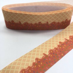 Koyu Sarı Turuncu Şeker Desenli Grogren Kurdele-KDL-1052 Koyu Sarı Turuncu Şeker Desenli Grogren Kurdele-KDL-1052